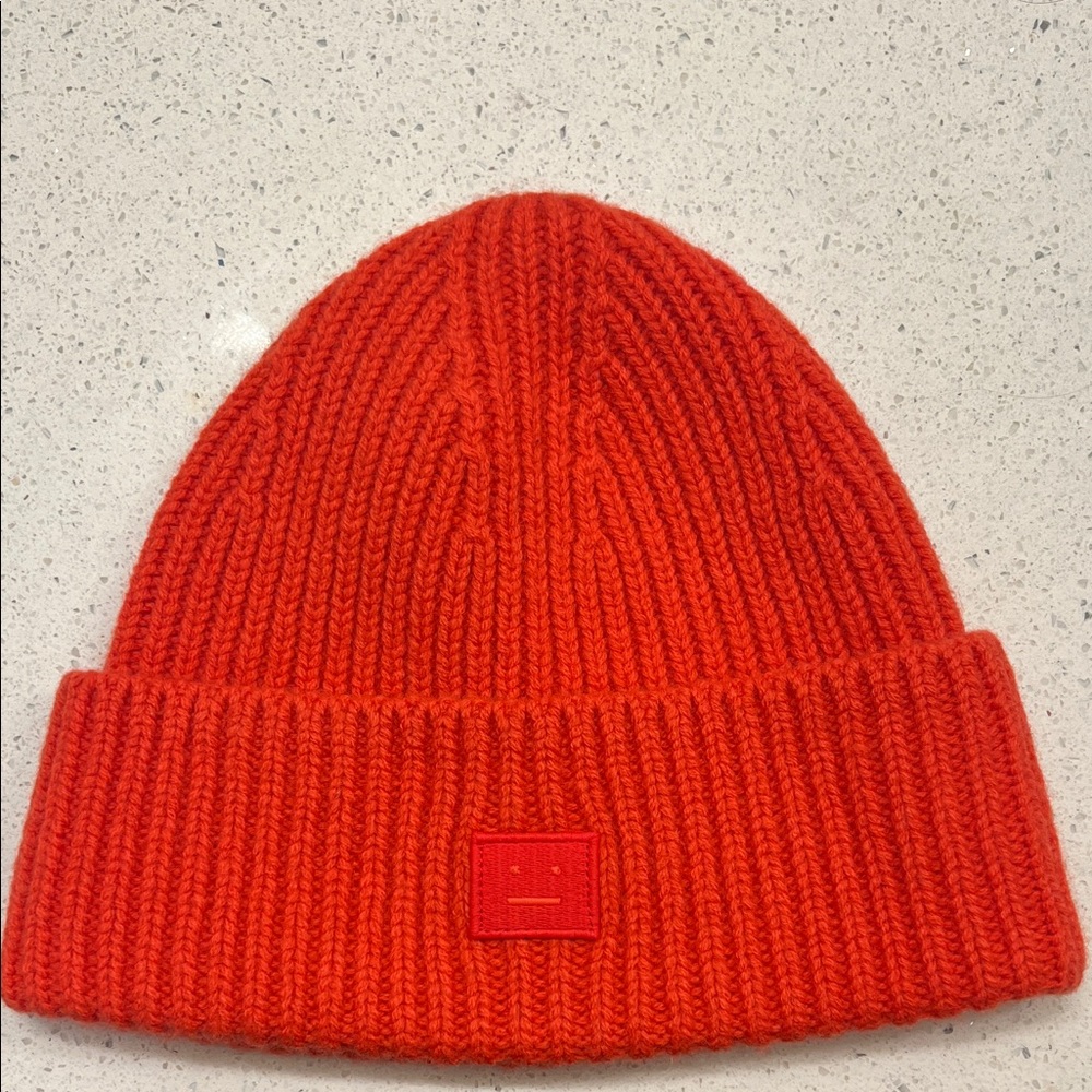 Acne Studios Small Face Red Wool Beanie